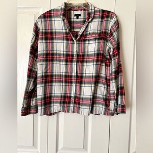 Talbots Shirt Womens Long Sleeve Button Up Collared Lounge Pajama Blouse Top M